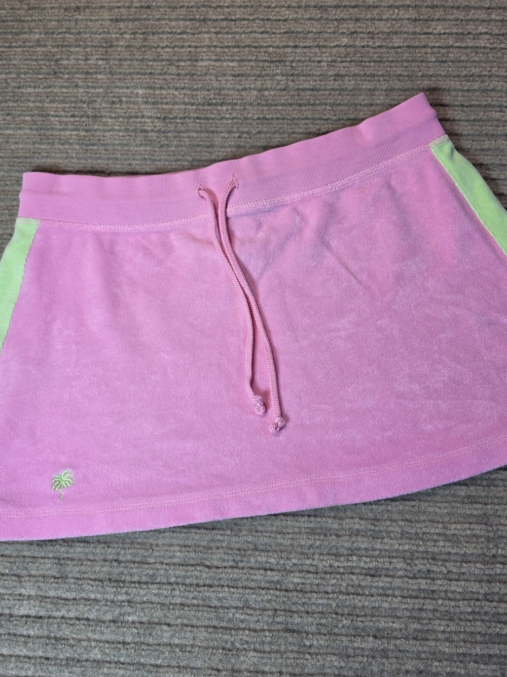 Y2K Lilly Pulitzer Terry Cloth skirt Drawstring Skirt White Label Sz  M Green